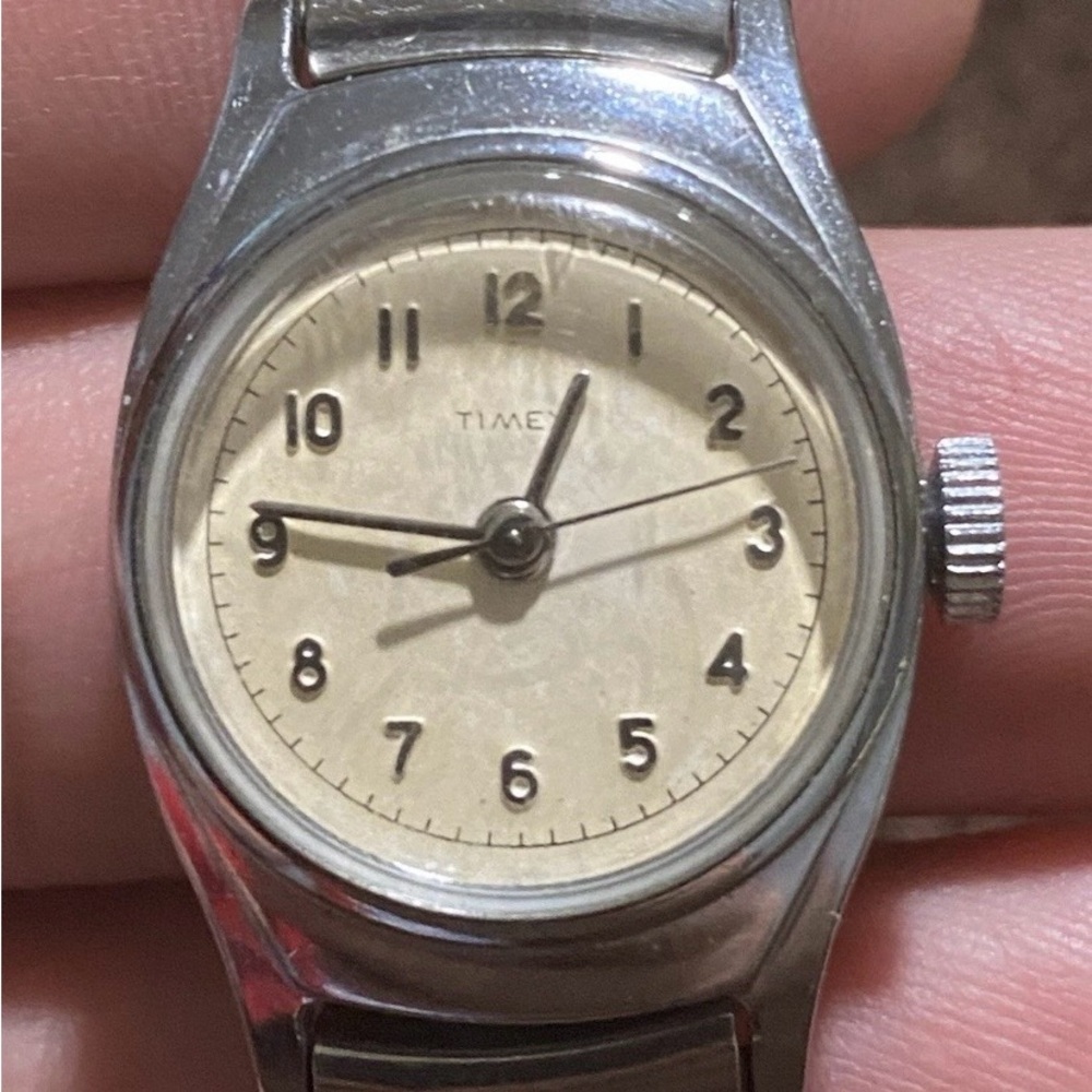 Timex Silver Watch with Cream Dial